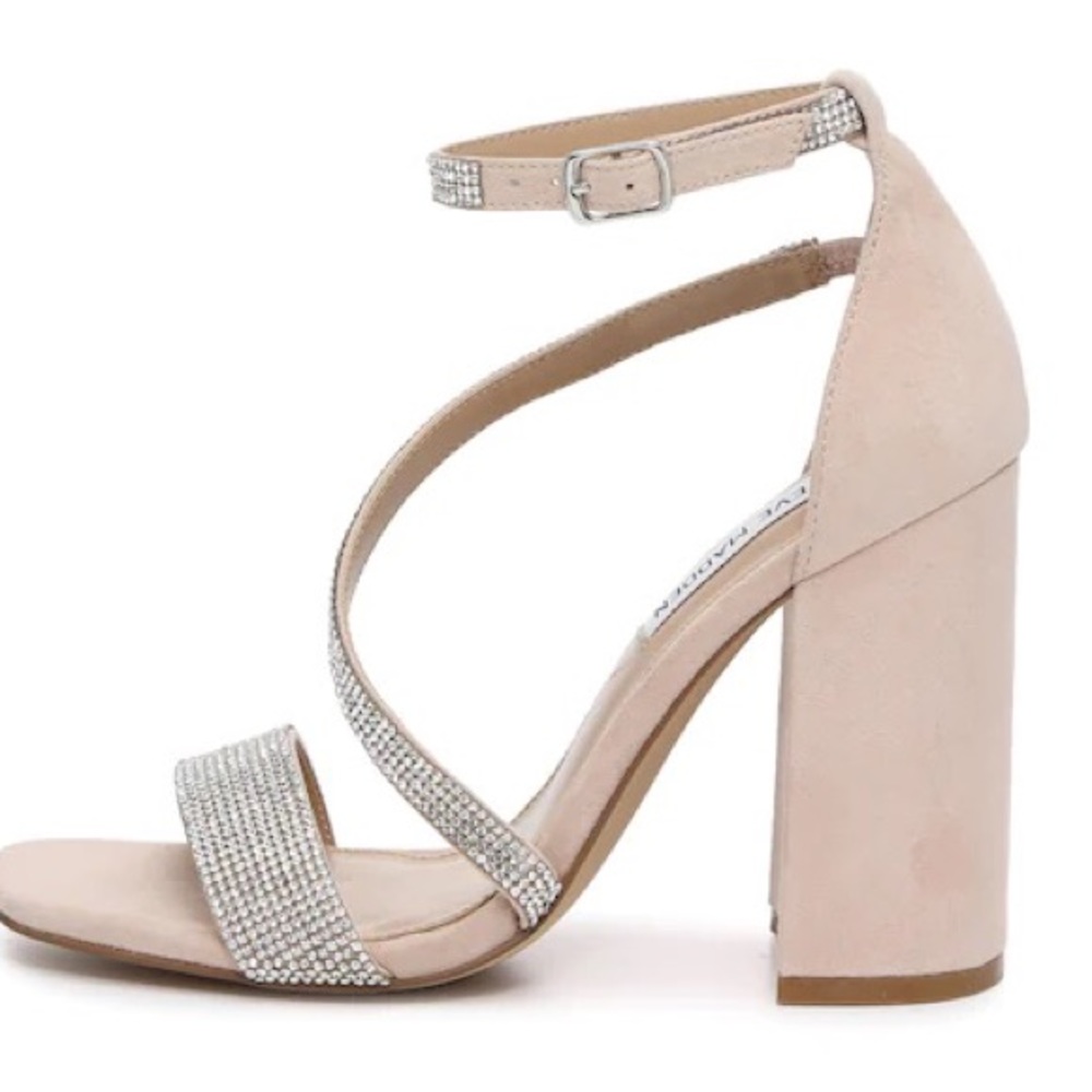 Steve Madden nude rhinestone heels